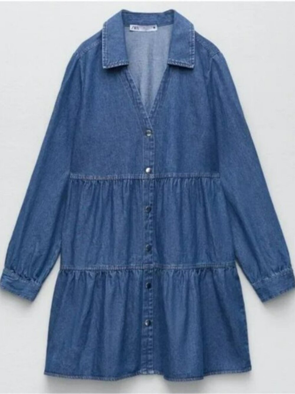 ZARA DENIM Baby Doll TIERED DRESS SZ M